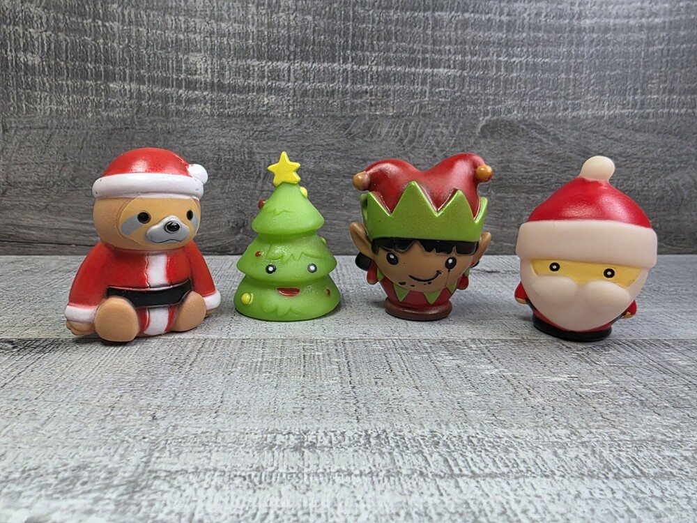 Toy Network Elf Santa Christmas Sloth Squishy Lot Of Soft Vinyl Toys 3" g62